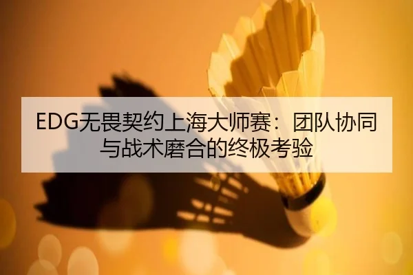 EDG无畏契约上海大师赛：团队协同与战术磨合的终极考验